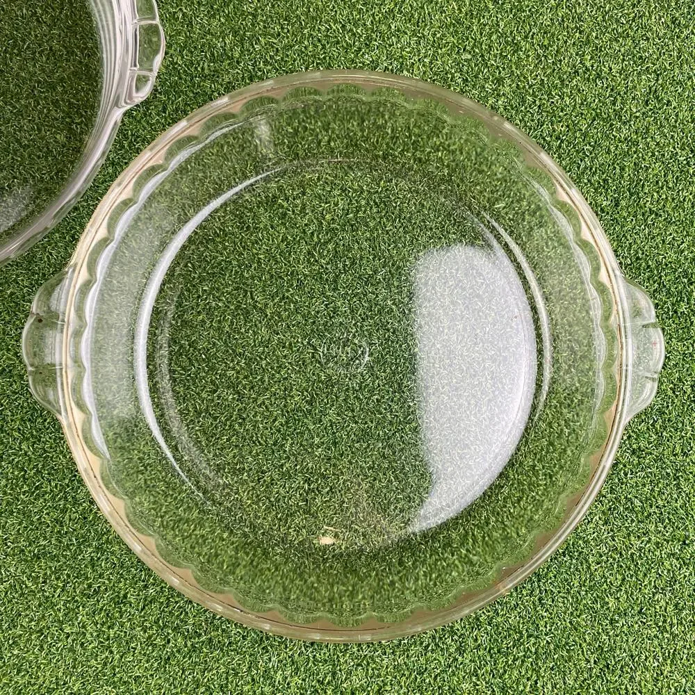 Vintage Lot of 2 Pyrex Clear Glass Fluted Edge Pie Plates
